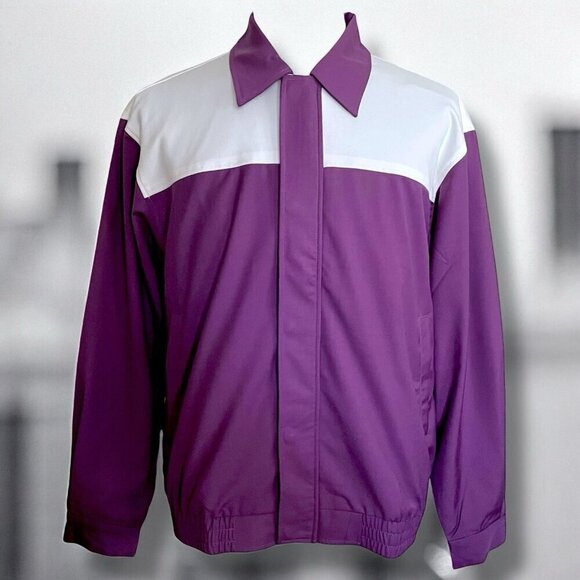 Bogey Boys by Macklemore Mens Colorblock Jacket XL Purple White Retro 70s Golf - Picture 10 of 10